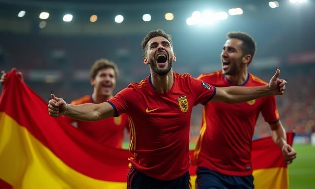 Jugadores españoles celebrando gol en Eurocopa