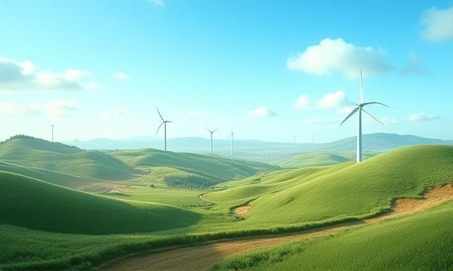 Paisaje natural con energía renovable en Portugal