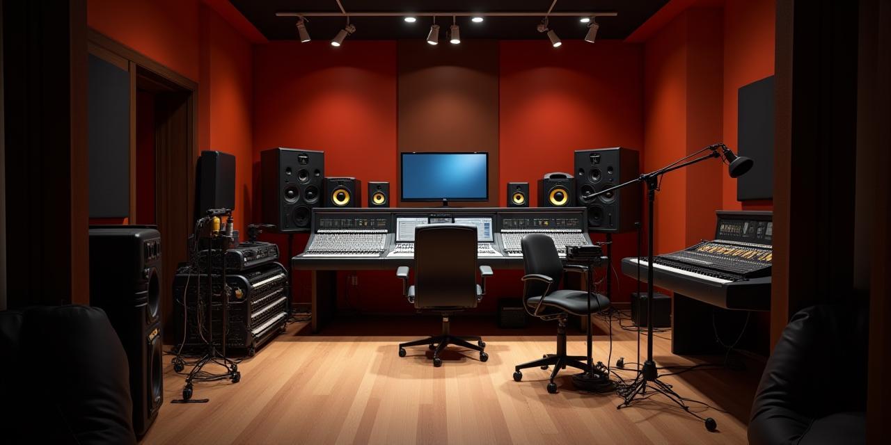 Estudio de grabación moderno con equipos profesionales